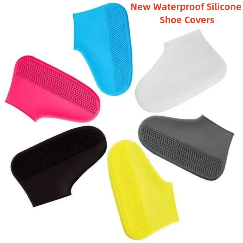 New Waterproof Silicone Shoe Covers Non-Slip Rubber Overshoes For Rainy Days Reusable Boot Protectors Wet Weather Accessories