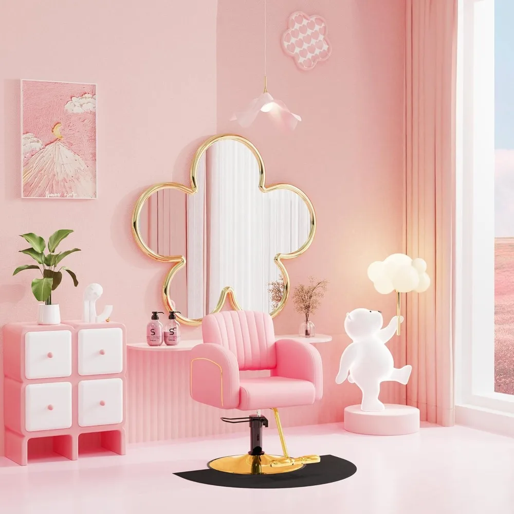 

Professional Pink Salon Chair, Comfortable Stylist Chair with Premium Spongs, Modern Hair Chairs with 360°Swivel