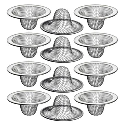 12PCS 2.125Inch Top / 1Inch Basket- Mesh Sink Drain Strainer Hair Catcher for Bathroom Sink, Utility, Slop, Laundry, RV