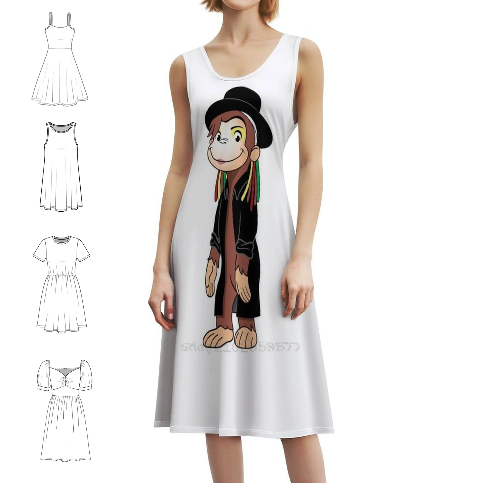 

Богемное платье без рукавов Curious Boy George для женщин, пляжные вечерние платья с принтом, женская одежда Curious Boy George