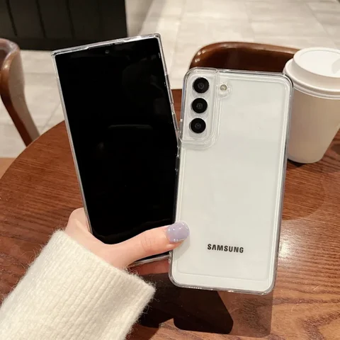 Silicone tpu premium claro caso de telefone macio para samsung galaxy s25 s24 s23 s22 ultra s21 plus s20 fe s25 borda s10 s9 s8 plus caso