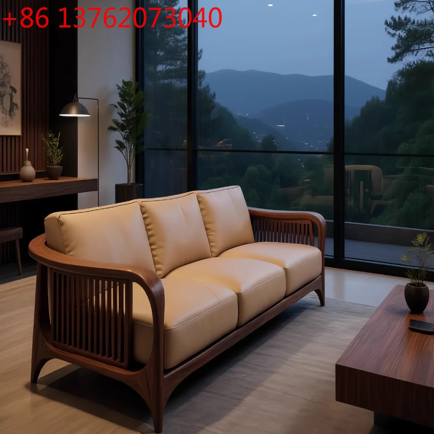 New Chinese-style sofa ash wood furniture modern minimalist Song's aesthetics high-end straight row