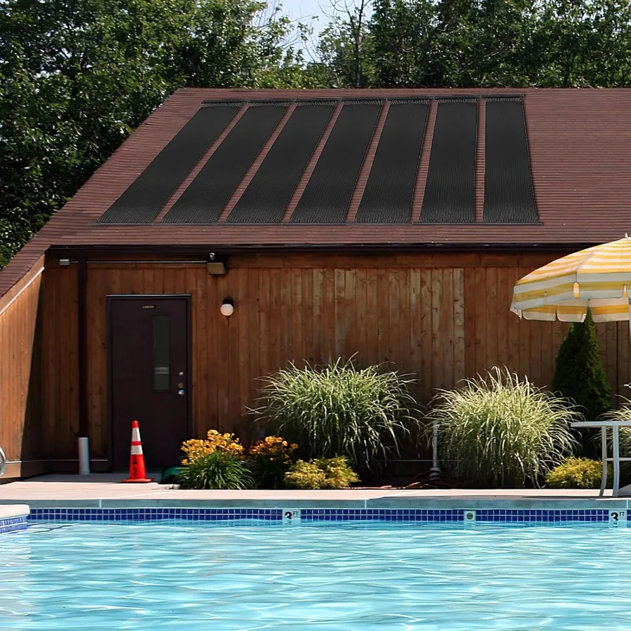 Solar Pool Heater 2.5 x 10 Feet In-Ground/Above-Ground Swimming Pool Heating System Weatherproof Pool Warmer Portable Solar Pan