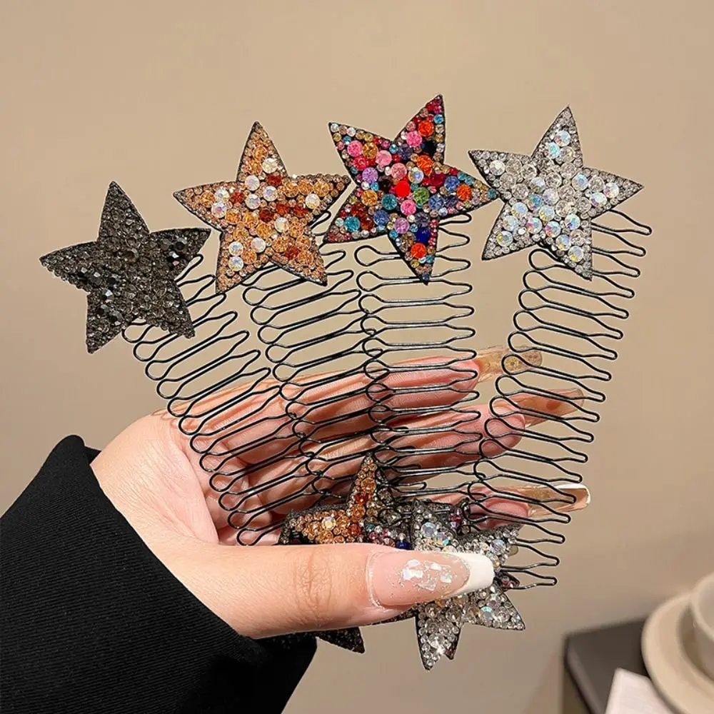 Star U Shape Hair Styling Comb Sweet Rhinestone Butterfly Invisible Extra Hair Holder Teeth Hair Wear Lady