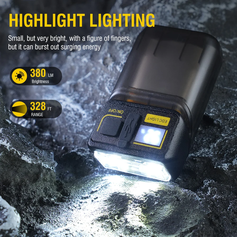 BORUiT X3 EDC Keychain Flashlight Portable Mini Torch Digital Display USB_C Rechargeable Work Light with Clip Camping Lantern