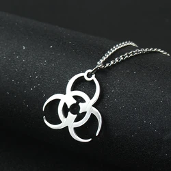 Biochemical Crisis Symbol Stainless Steel Necklace Pendant Silver Color Necklace for Women Men Punk Jewelry Gift