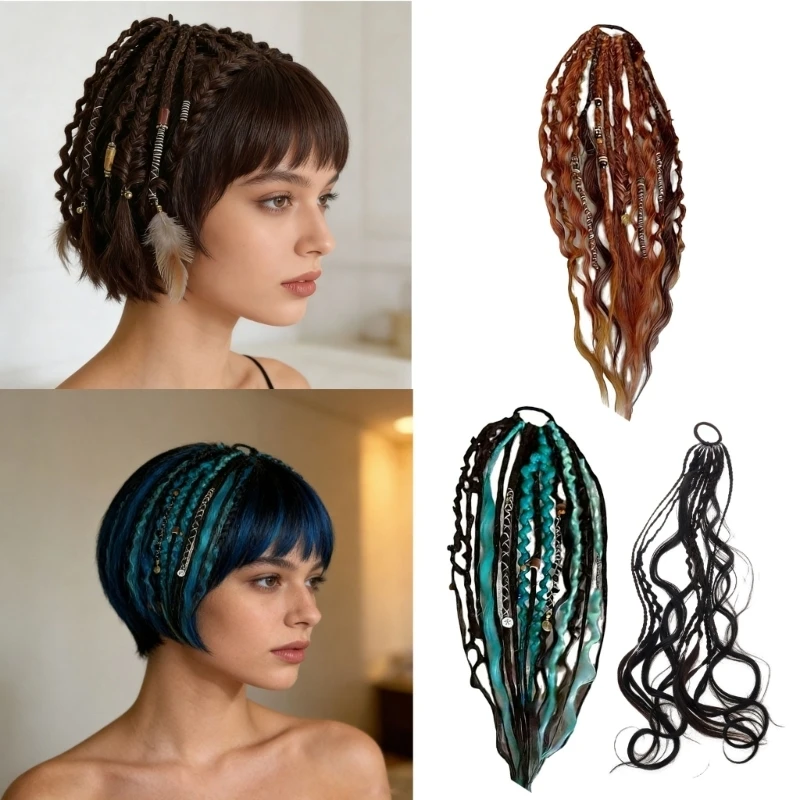 Elastische Dread-Pferdeschwanz-Haarverlängerung für Frauen und Männer, modisches Haar-Accessoire, Haarteil, geflochtene Y08E