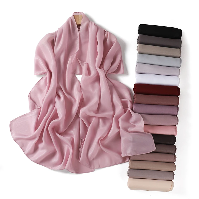 Muslim Chiffon Hijab Scarf for Women Solid Color Square Head Wrap Scarves Jersey Hijabs Islamic Turban Headband Shawl 180*70cm