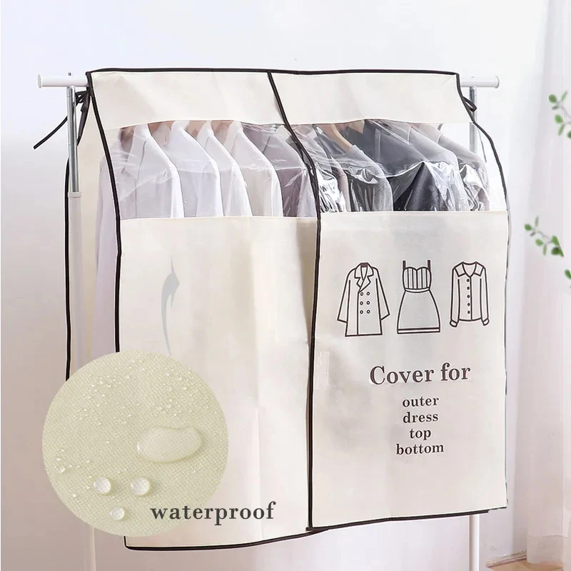 1pc Hanging Type Non Woven Clothes Hanger Dust Cover Cover Cover Cloth for Household Use