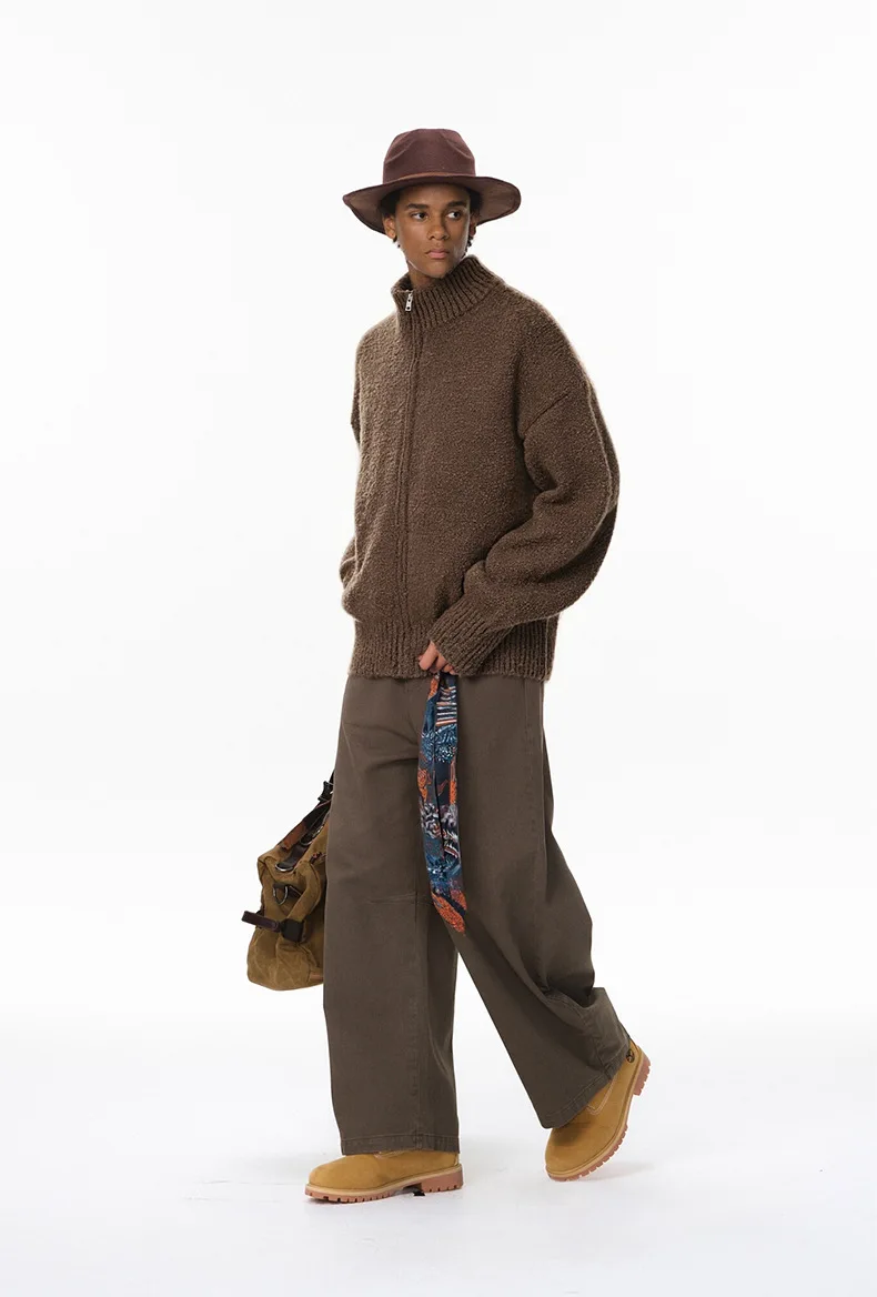 سترة برقبة واقفة من الأموال القديمة 25 سترة محبوكة دافئة شتوية أمريكية جديدة