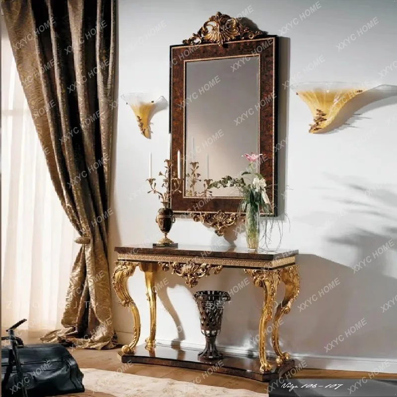 Luxury entrance table Solid wood display table Carved paint decorative table