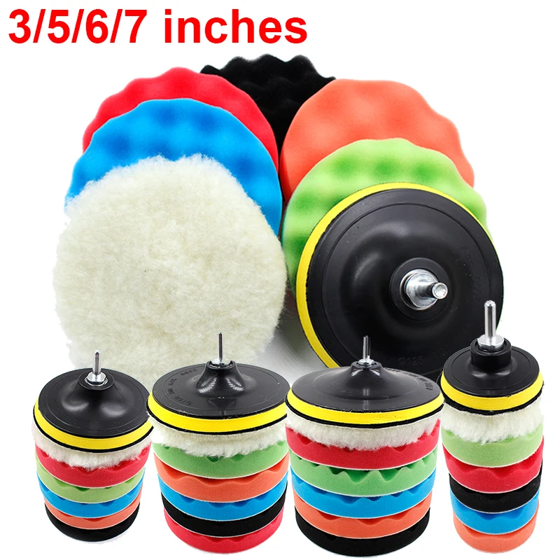 3/5/6/7 Inch Car Polishing Kit Polish Pad Car Polish Buffing Pad Abrasive Disc Sponge Foam Pads Polisher For Headlight Refurbish