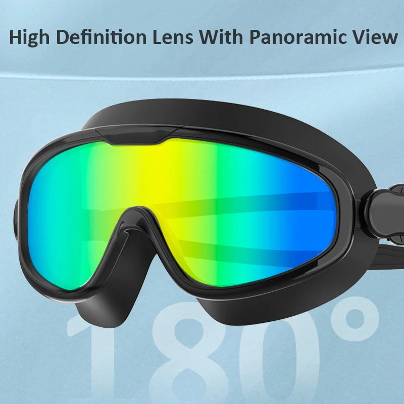 Swimming Goggles Big Frame Swim Glasses for Men Women Waterproof Diving Goggles Anti-fog UV protection Len Underwater Free Dive