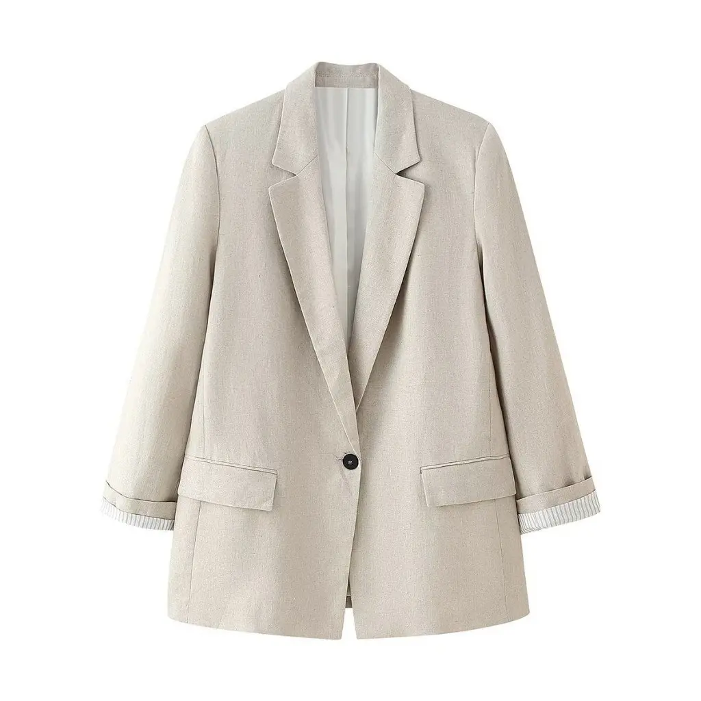

Двубортный вязаный пиджак, простой модный дизайн на одной пуговице для женщин, европейский и американский стиль