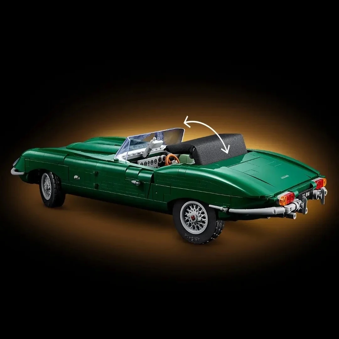 In Stock Famous Green Vintage Car Model Building Blocks E-Type Bricks Super Racing Car Vehicle Toys For Birthday Christmas Gifts