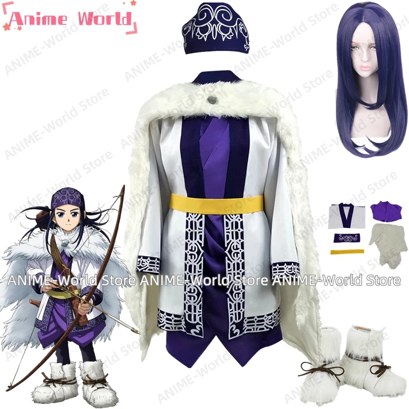 《Нестандартный размер》Аниме Golden Kamuy Wikia Asirpa Косплей Костюм Парик Обувь Карнавал Хэллоуин Ролевая игра