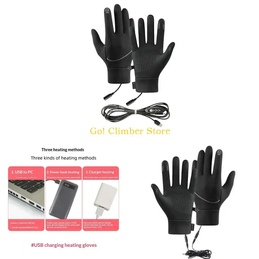 

Q84C Heated Gloves for Men and Women, Winter Full Finger Hands Warmers Electric Heated Gloves Skiing Cycling Golf Hiking