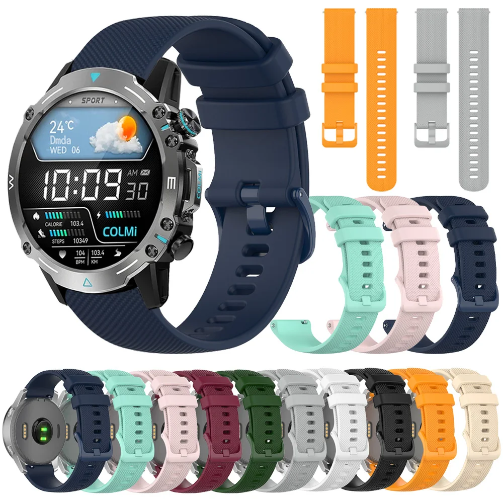 

Ремешок силиконовый для COLMi C81/C80/P71/P73, мягкий спортивный браслет для смарт-часов COLMI I30/I31/M42/M41/P8/P28/V23 Pro, 20/22 мм