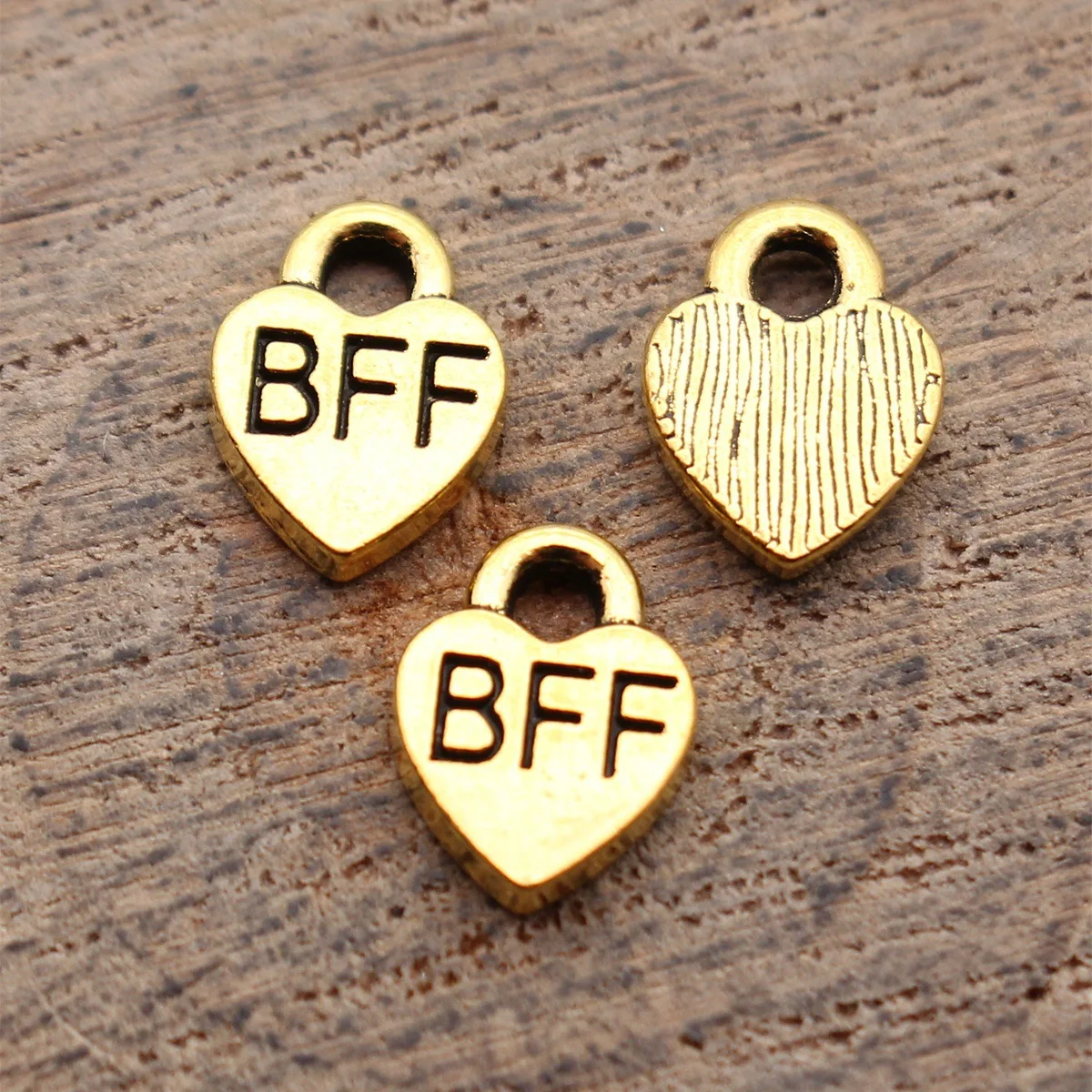 40pcs 9.3x7mm Antique Gold Color Bff Best Friends Forever Heart Tag Charms Handmade Jewelry Making Accessories