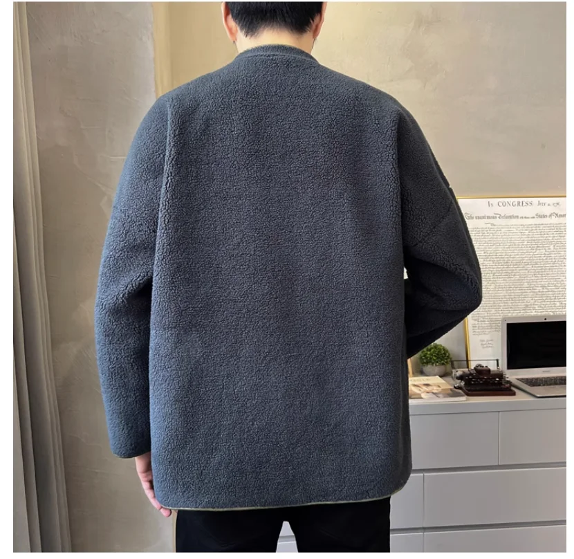 2023 Autumn Winter Lambswool Jackets for Men Chinese Tang Suit Men\'s Coat Soft and Comfortable Hanfu Parkas