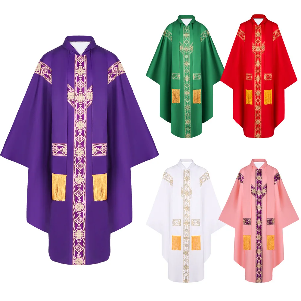 

Свободный молитвенный халат священника с принтом, карнавальный костюм на Хэллоуин, модный длинный костюм монаха, женская этническая одежда