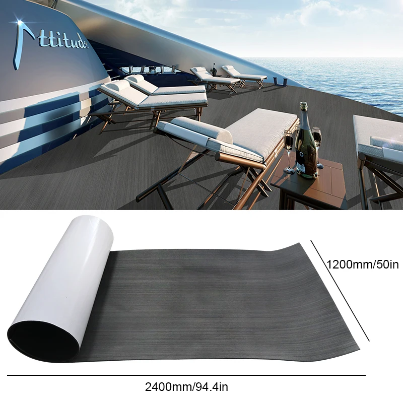 Boat Flooring Eva Foam Decking Non Slip Accessories Marine Teak Yacht Synthetic 2400X1200mm Plain Strong Glue Gray Dark Black