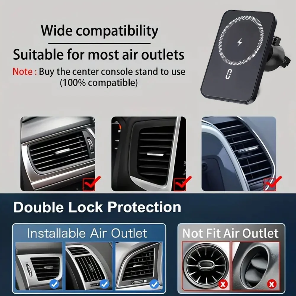 30W fast magnetic car wireless charger , strong magnetic suction,specially designed for iPhone 16/15/14/13/12 series - náhled 4