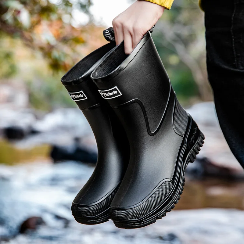36-47 Size Wear-resistant Thick-soled Rain Boots Men's Outdoor Fishing Shoes Work Boots Non-slip Waterproof Men's Rubber Shoes view 2