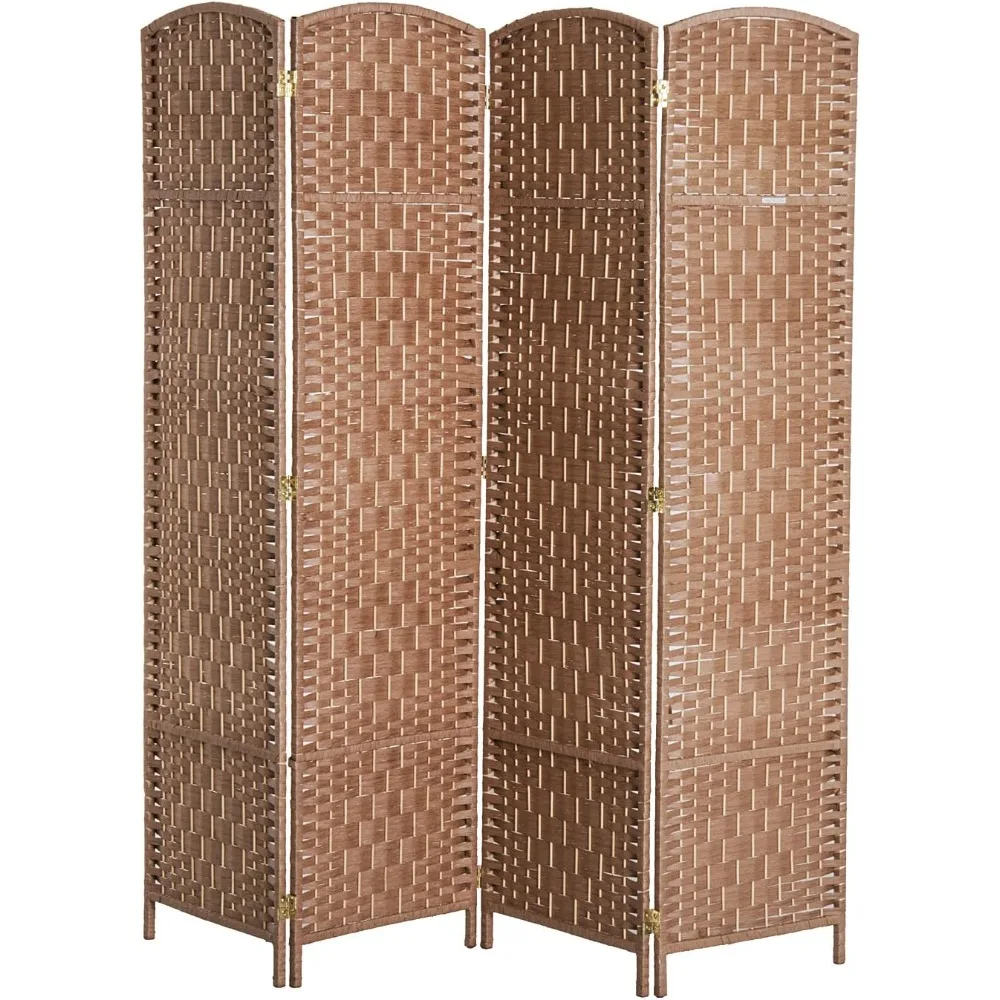 Room Divider 4 Panels Folding Privacy Screen 6FT Tall Portable Wicker Weave Partition Wall Divider for Bedroom Home Office