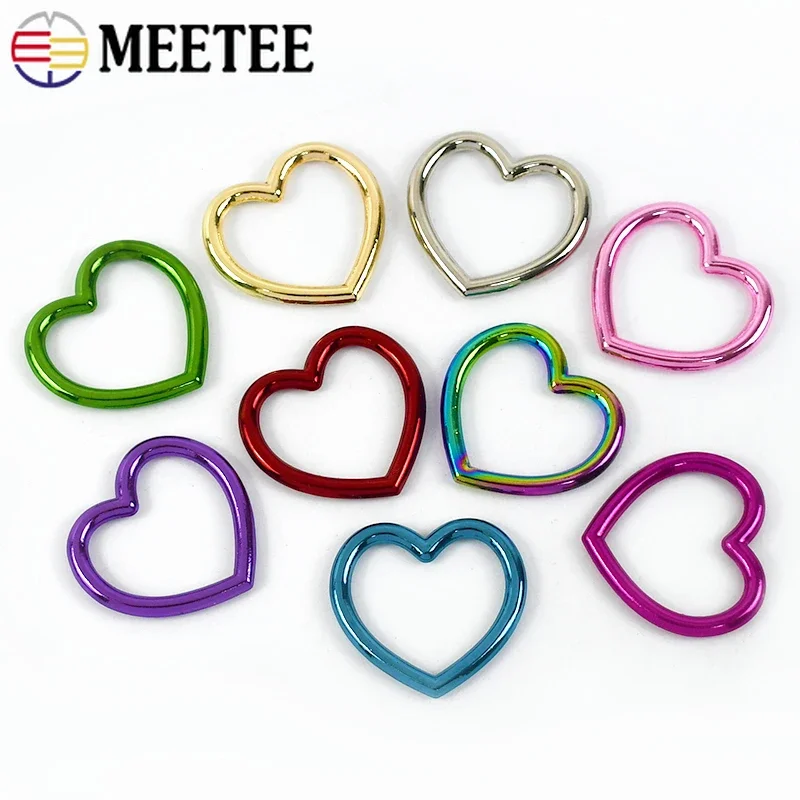 Meetee 5/10/20Pcs O Ring Metal Buckle Heart Shaped Circular Rings Hook Bag Strap Connecting Round Circle Buckles Accessories