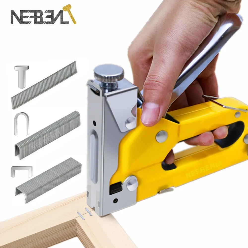 

Light Duty Nail Gun 3-in-1 Staple Nail Staple Gun Manual Brad Nailer Upholstery Stapler for Decoration And Carpentry