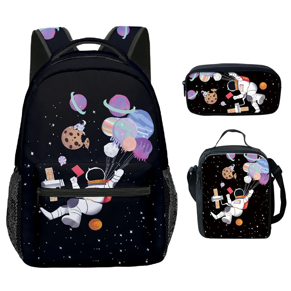 

Harajuku Youthful Funny Space astronaut 3D Print 3pcs/Set School Bags Laptop Daypack Backpack Crossbody Lunch bag Pencil Case