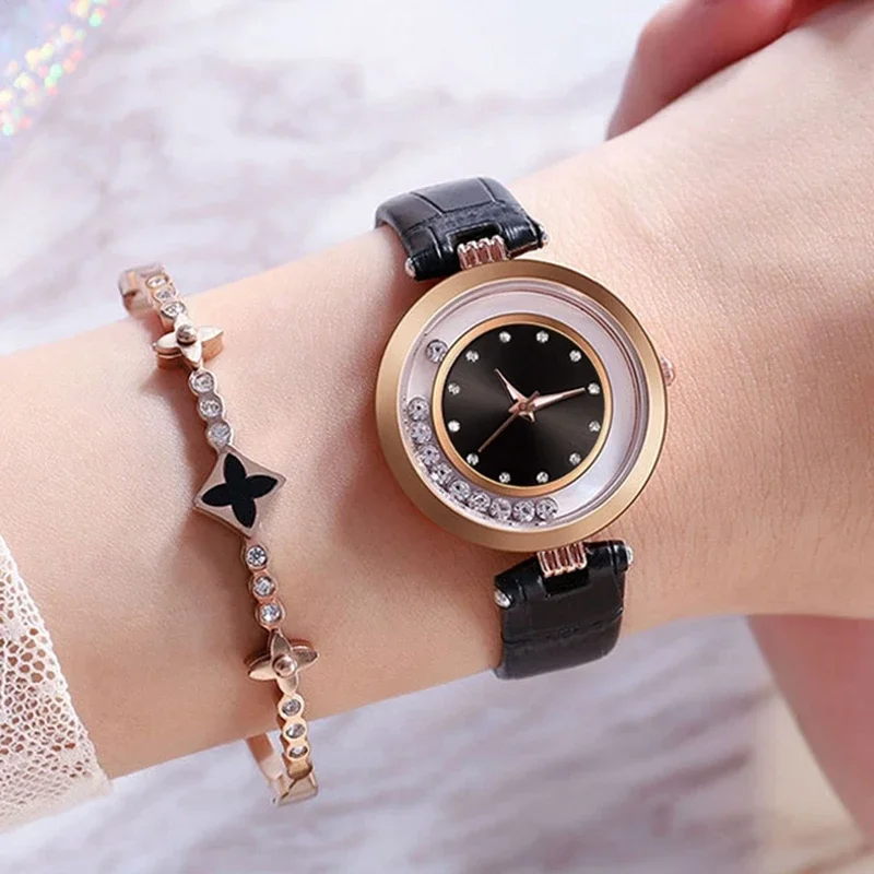 Watches For Women Female Luxury Temperament Ladies Watch Leather Belt Diamond Watch Analog Quartz Watch Reloj Mujer Montre Femme