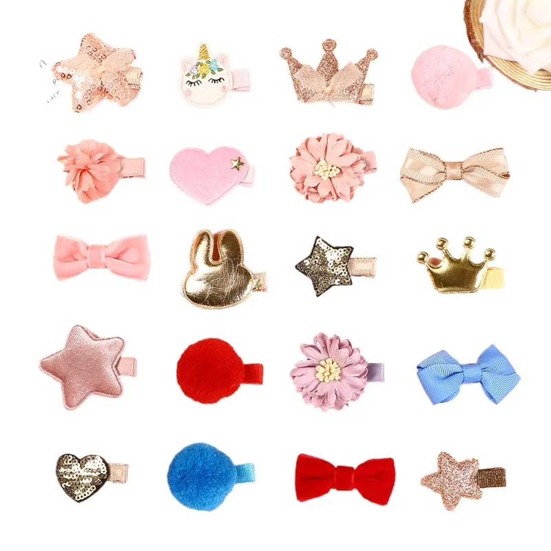 

20PCS Playful Hair Clips Girls Adorable Unicorn Accents Trendy Accessory Stylish Secure Hold New Headwear For Kids Daily Outfits