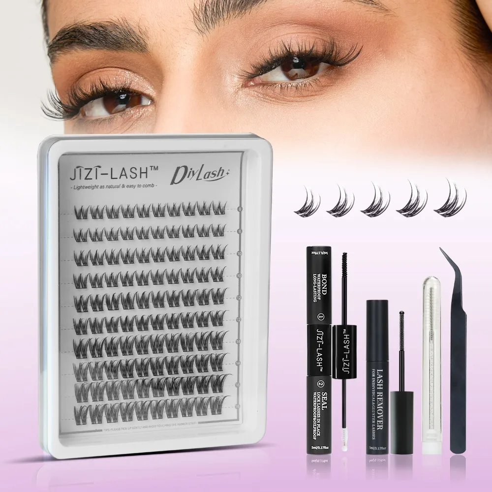 

JIZI-LASH 10 Rows Individual Lashes Cluster 8-16mm Mixed DIY Eyelash Maquillaje False Eyelashes Extension Makeup Cosmetics Kit