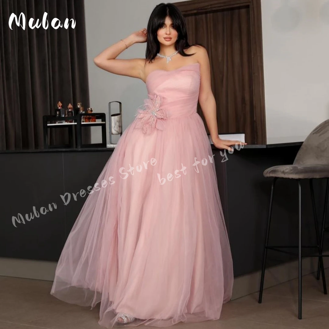 

Индивидуальные блестки, расшитые бисером и цветами, платья для выпускного вечера, трапециевидной формы, с перьями, без рукавов, из тюля, элегантные вечерние платья, 2025 год, вечернее платье