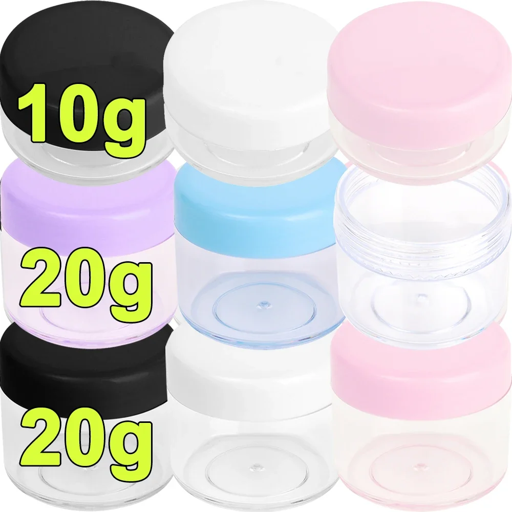 6pcs Plastic Cream Jars Colorful Empty Sample Beauty Containers with Leak Proof Wide Mouth Travel Bottle for Toiletries Cream