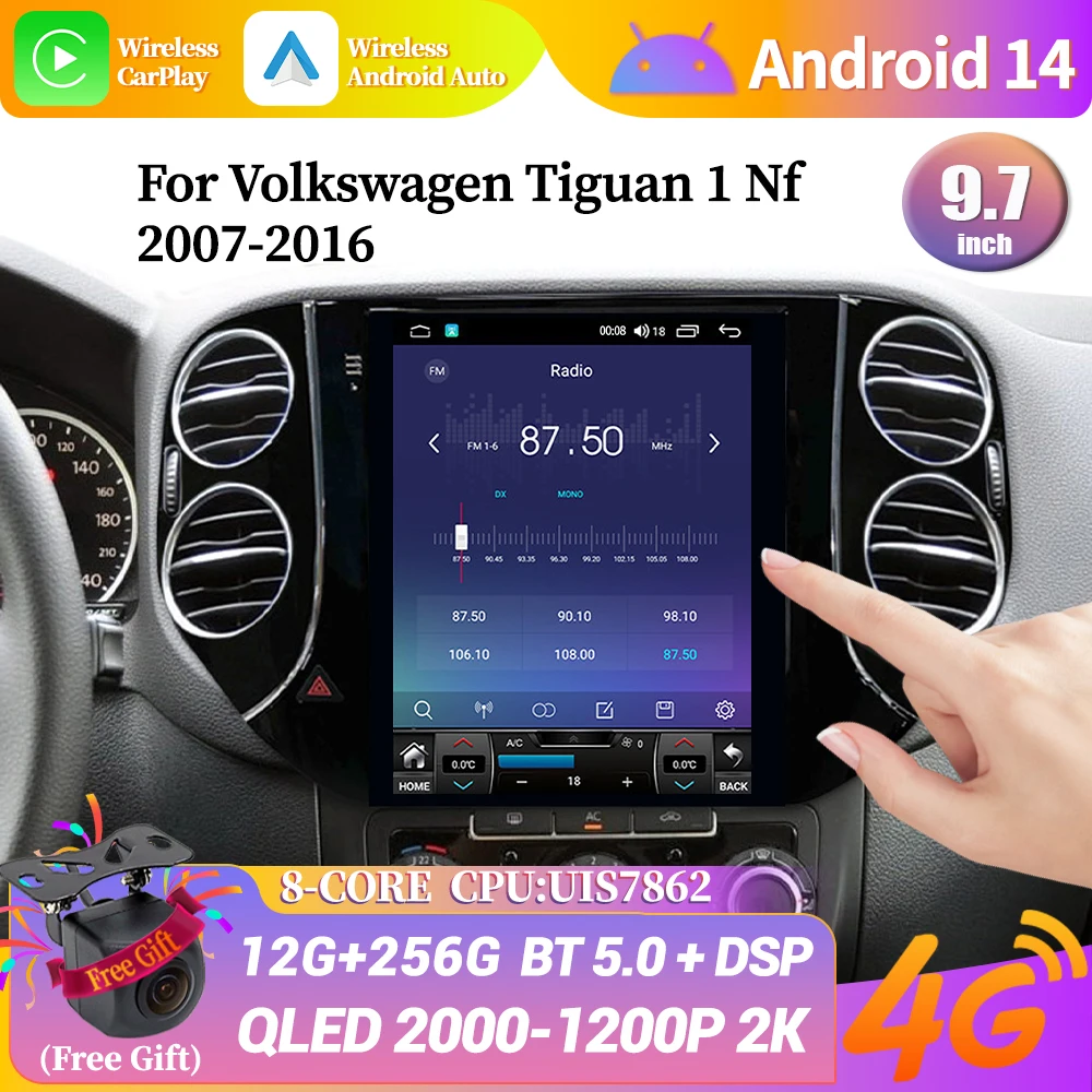 

9.7inch For Volkswagen Tiguan 1 Nf 2007-2016 Android 14 Car Multimedia Radio GPS Navigation Stereo Wireless Carplay Touch Screen