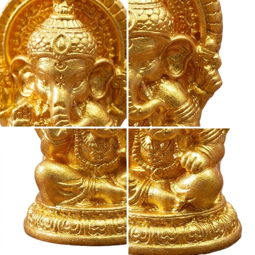 Golden Miniature Ganesha Figurines 10 Pieces Resin Craft Decor 3 1.8 1.7cm for DIY Miniature Scenes and Tabletop Art