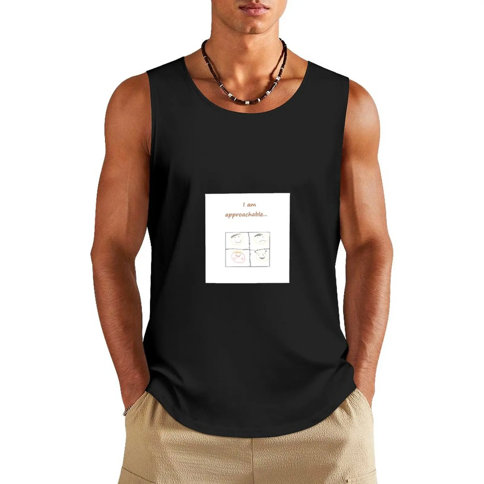 

I am approachable ! Tank Top plain t-shirt Sports shirt man fitness clothing for men