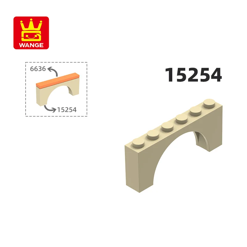Wange 40Pcs/lot Arch 1x6x2 Thick Top with Reinforced Underside Block Moc Color Accessories Compatible with 15254 Brick DIY Parts