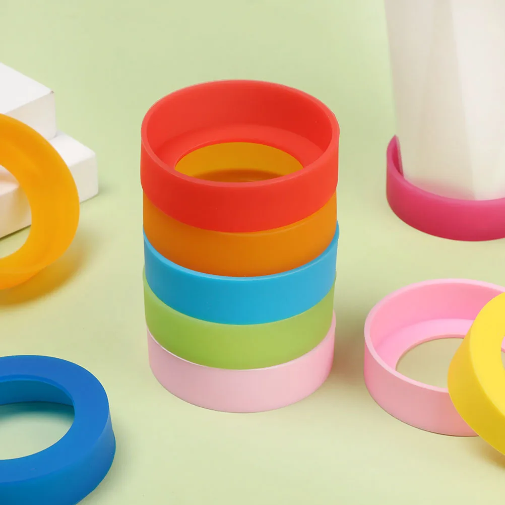 

9Pcs Water Bottle Sleeve Silicone Protective Cup Bottom Guard Heat Resistant Anti Slip Cup Mat Bottle Holder Mug Protector