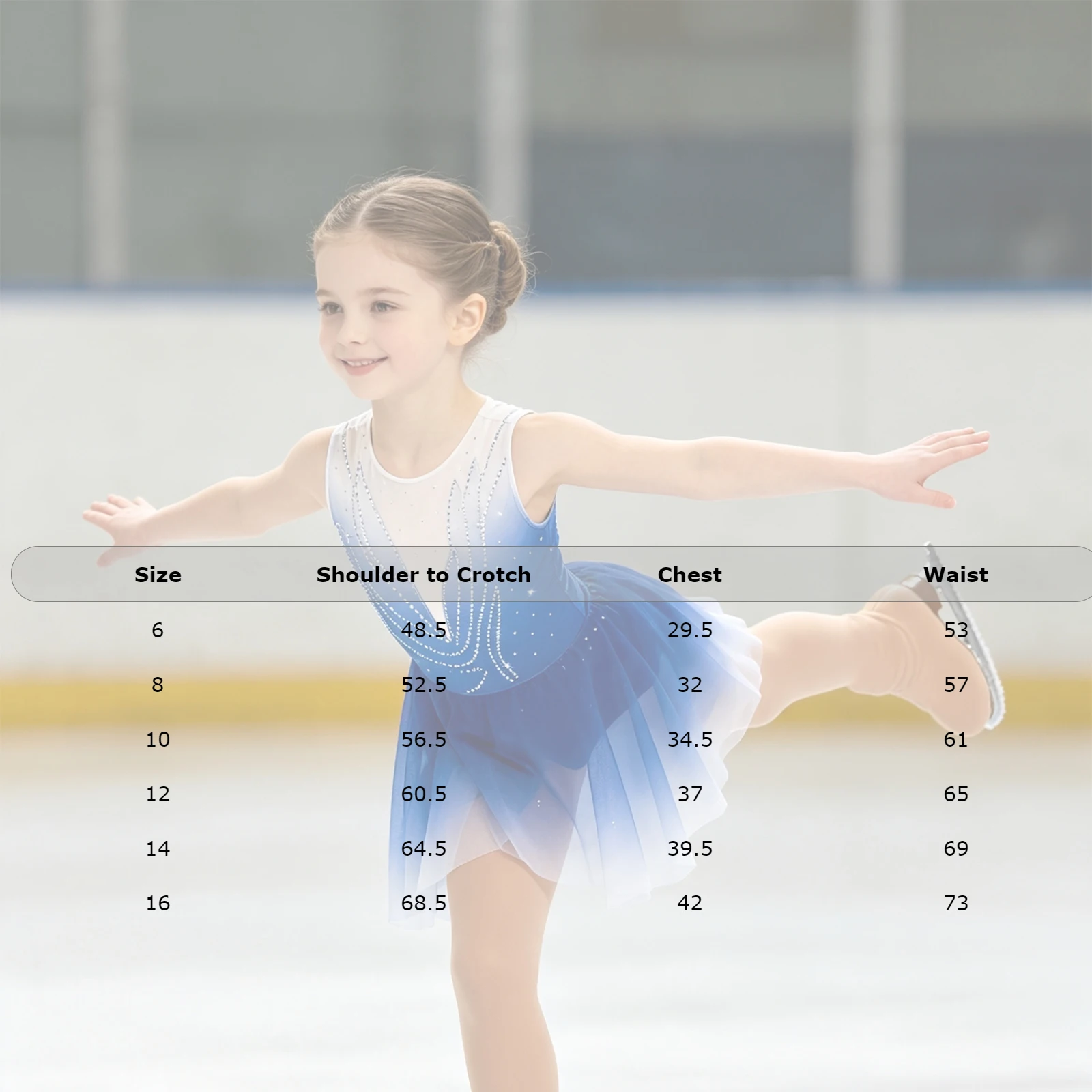 Kids Girls Figure Ice Skating Lyrical Dance Costume Shiny Rhinestones Sleeveless Mesh Dress Ballet Rhythmic Gymnastics Leotard view 6