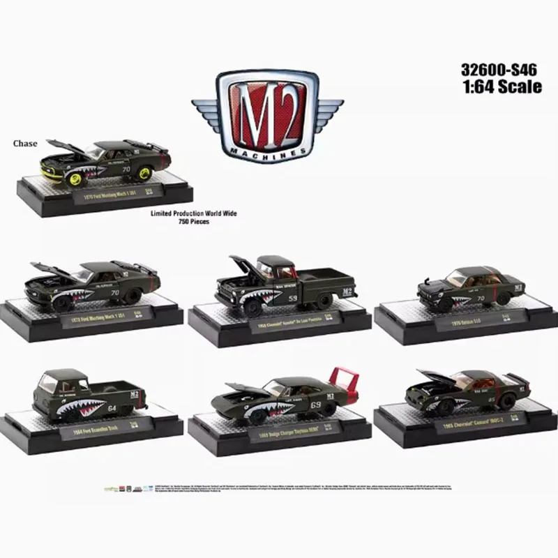 

Модель автомобиля Diecast 1/64 M2 Ford Mustang/зарядное устройство Daytona/Datsun 510/Camaro/Ford Econoline/Апачи из сплава, Подарочные игрушки для мальчиков