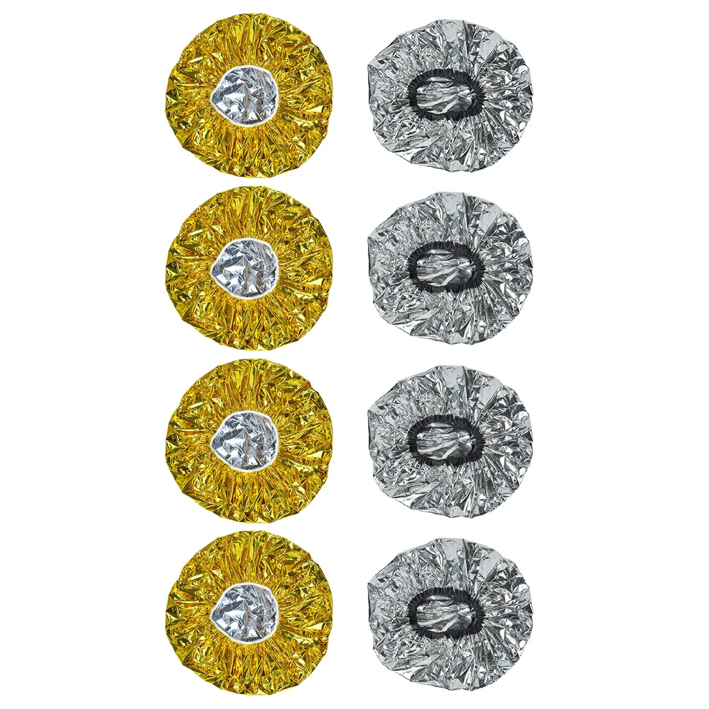 

8 Pcs Tin Foil Bath Cap Disposable Shower Caps for Hair Treatment Conditioning Mask Deep Process Salon Use Home Essentials