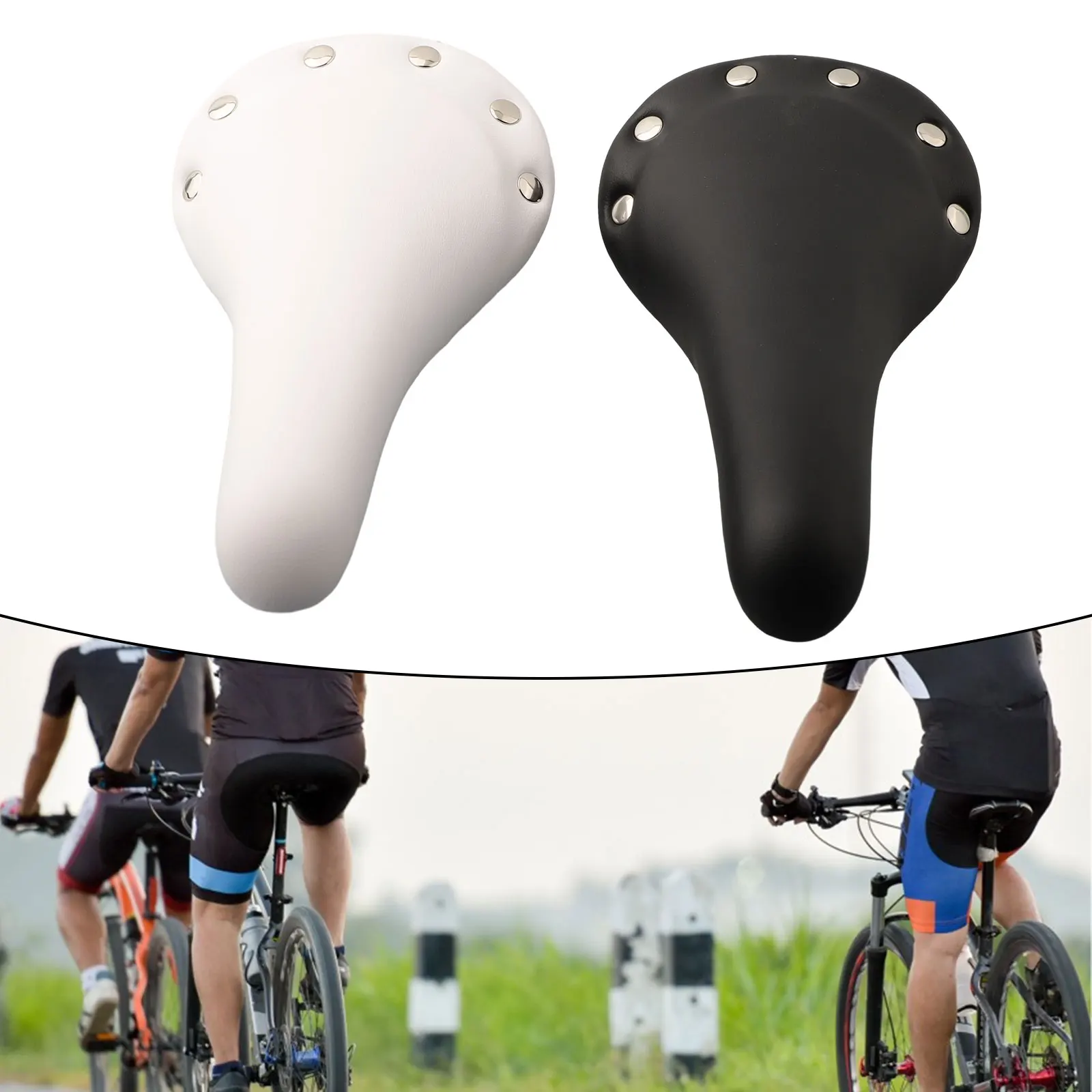 

Leather Fixed Antishock Saddle Pure MTB 7Colors Riveted Brown Outdoor Cycling Mountain Vintage Retro Rivets Road