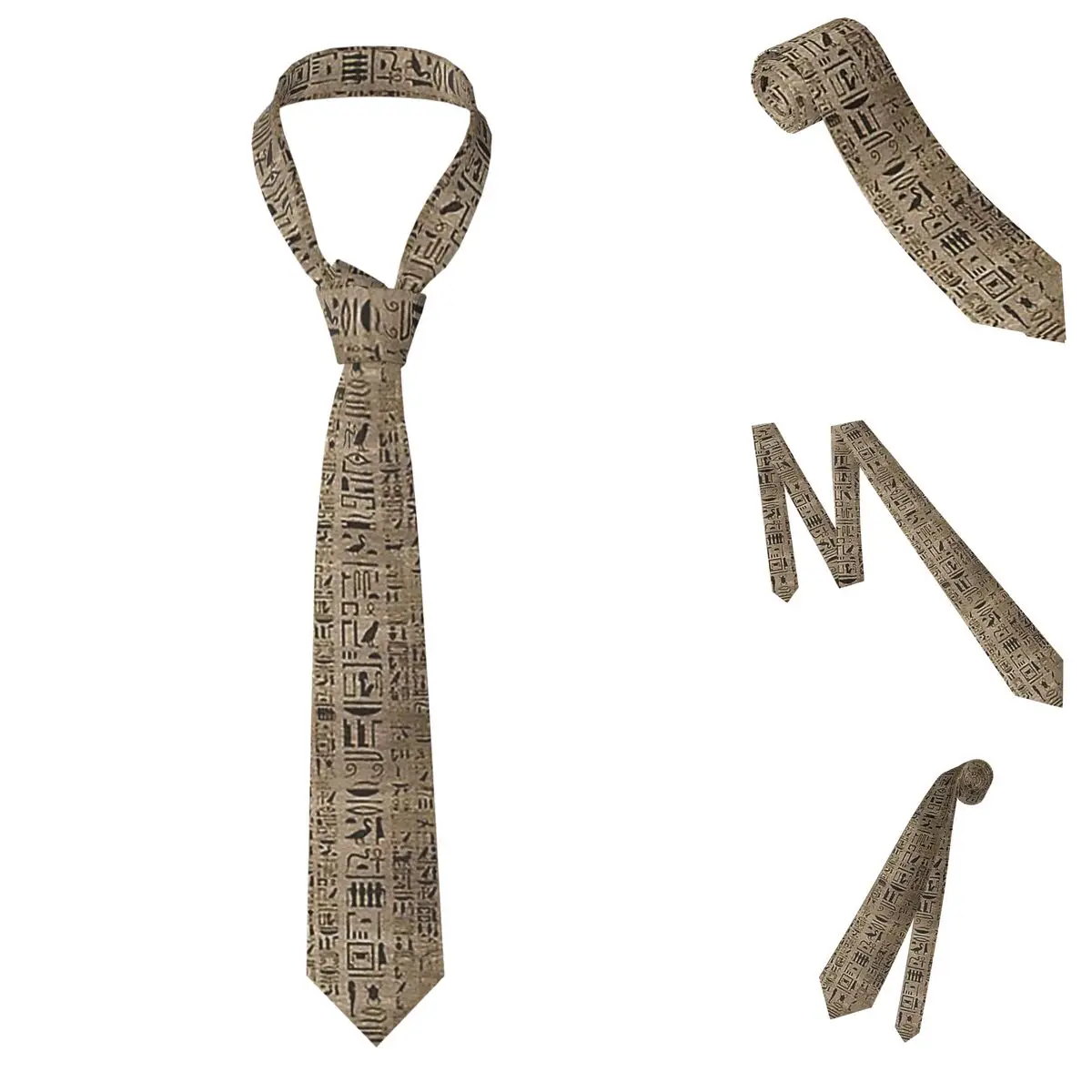 Egyptian Hieroglyphs And Deities Necktie for Men Silk Polyester Slim Neck Ties Wedding Business Tie Casual Gravatas