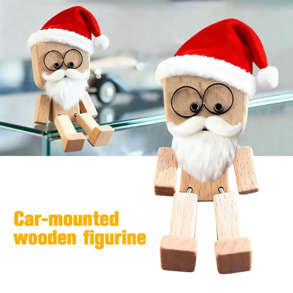 Little Wooden Figure That Sways With 12PCS Expressions,Handcrafted Figurine Wooden Decor Shaking Feet Christmas Man Car Gif E7O0