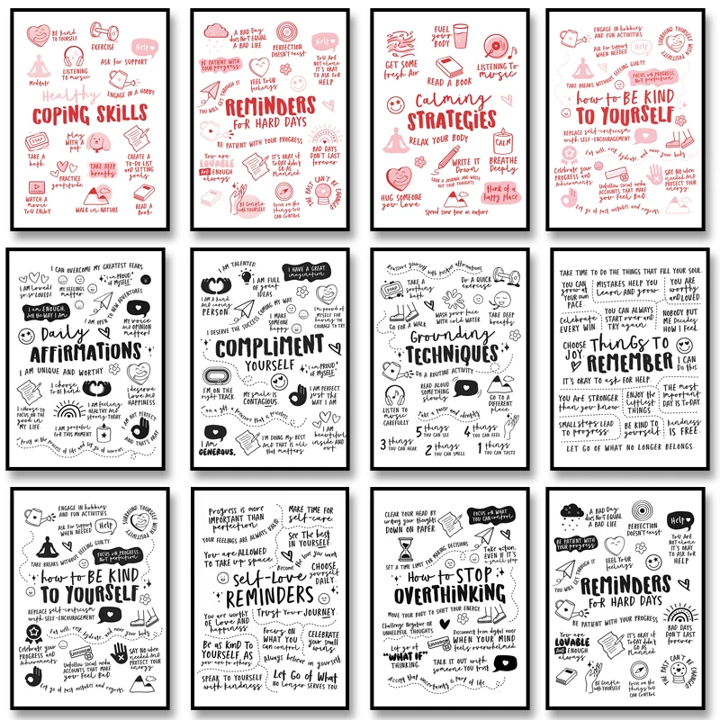 Canvas Painting Positive Affirmations Poster Mental Health Office Decor Print Wall Art Picture For Living Room Home Wall Decor