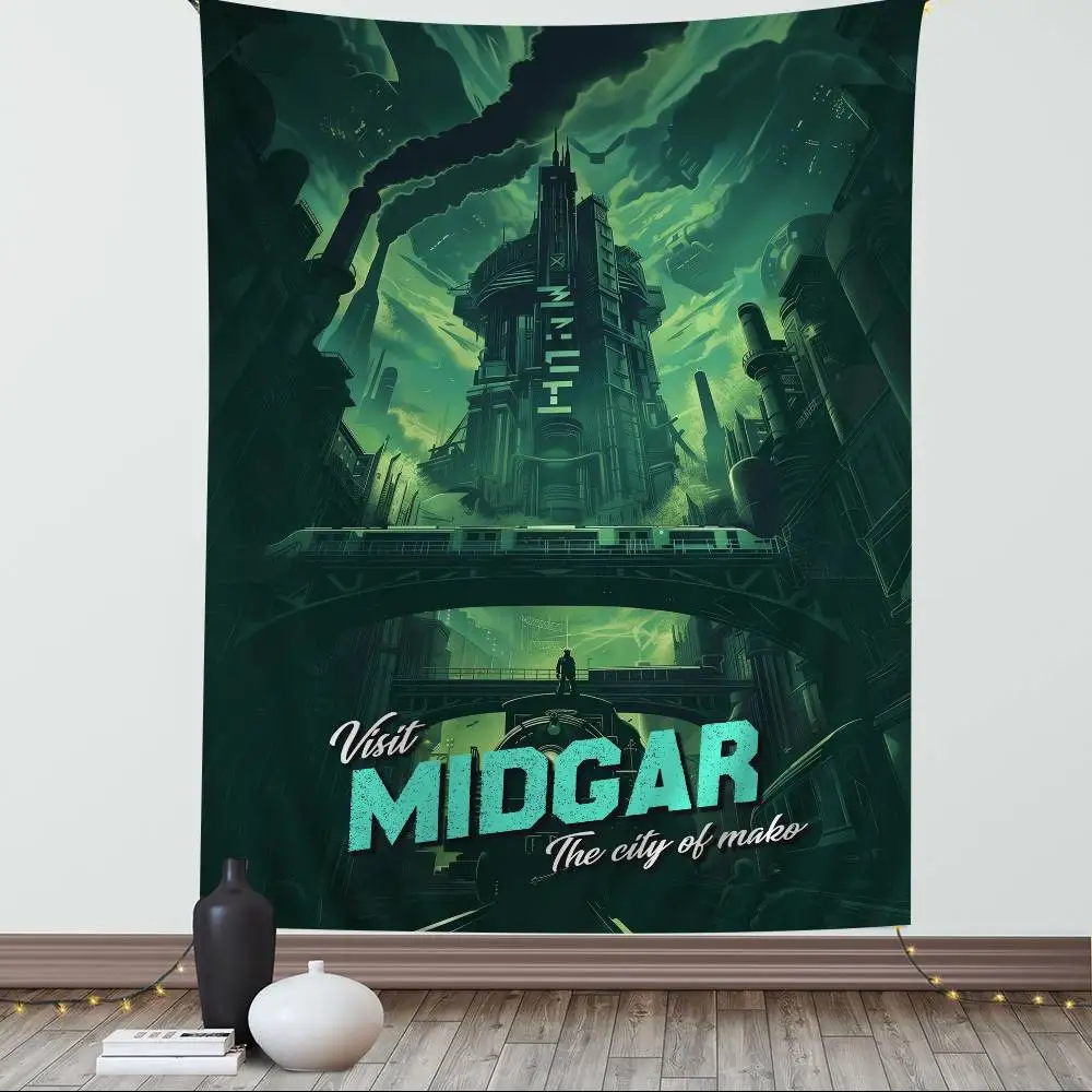 F-Final F-Fantasy سلسلة الألعاب معلقة البوهيمي نسيج معلق التارو الهبي جدار السجاد النوم جدار الشنق ديكور المنزل #2